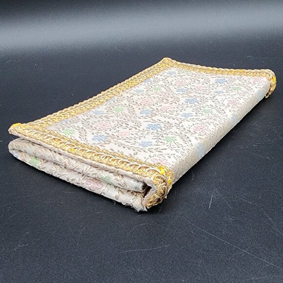 Vintage 1960s Brocade Floral Clutch Purse With Gold Trim 9.5x5.5" by Majestic - Picture 10 of 11